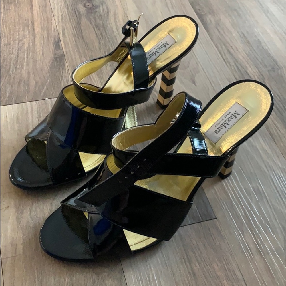 Max Mara black and gold heels